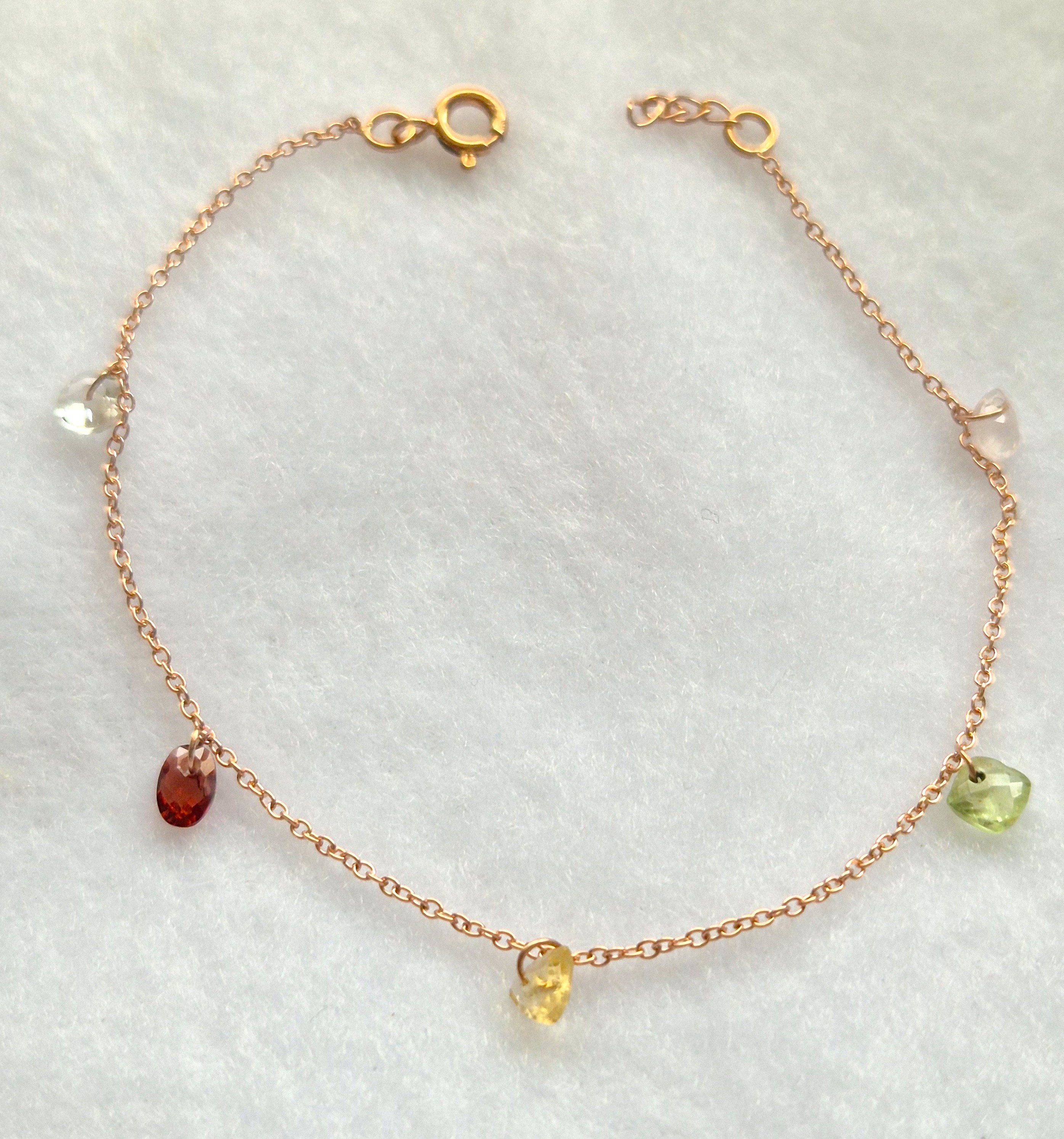 Multi-gemstone Bracelet in Rose Gold Plated Sterling Silver