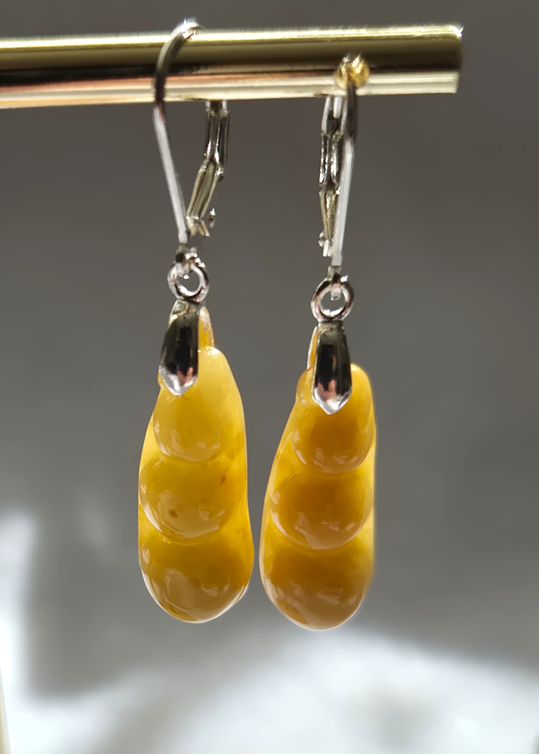 Yellow Jade Bean Earrings