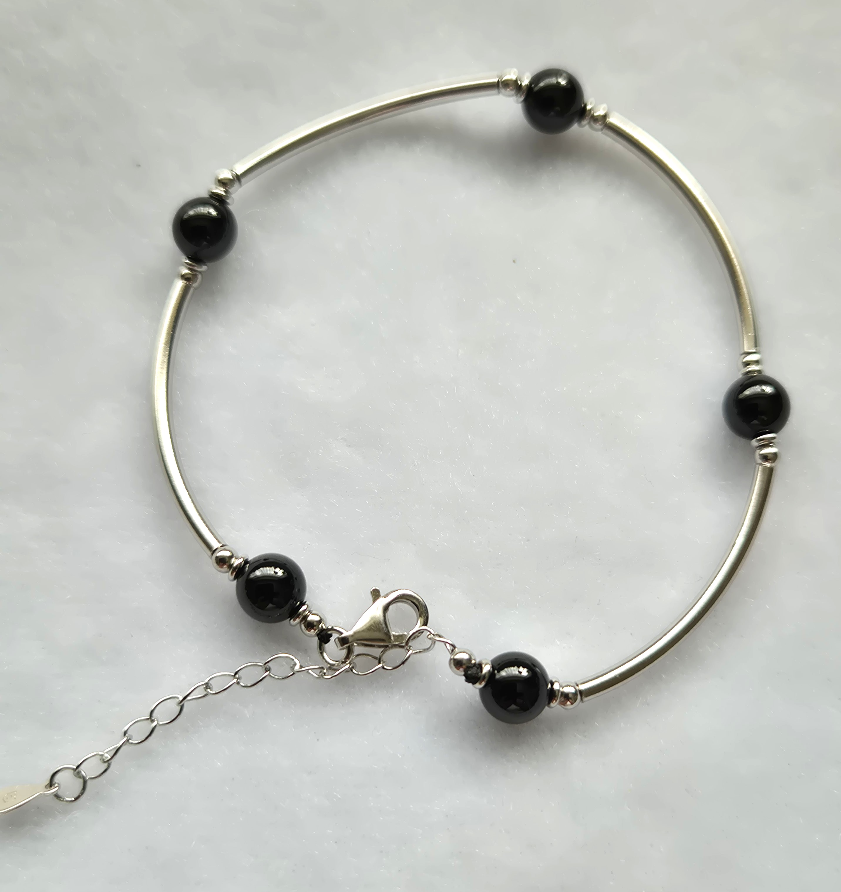 Black Spinel & Silver Bracelet