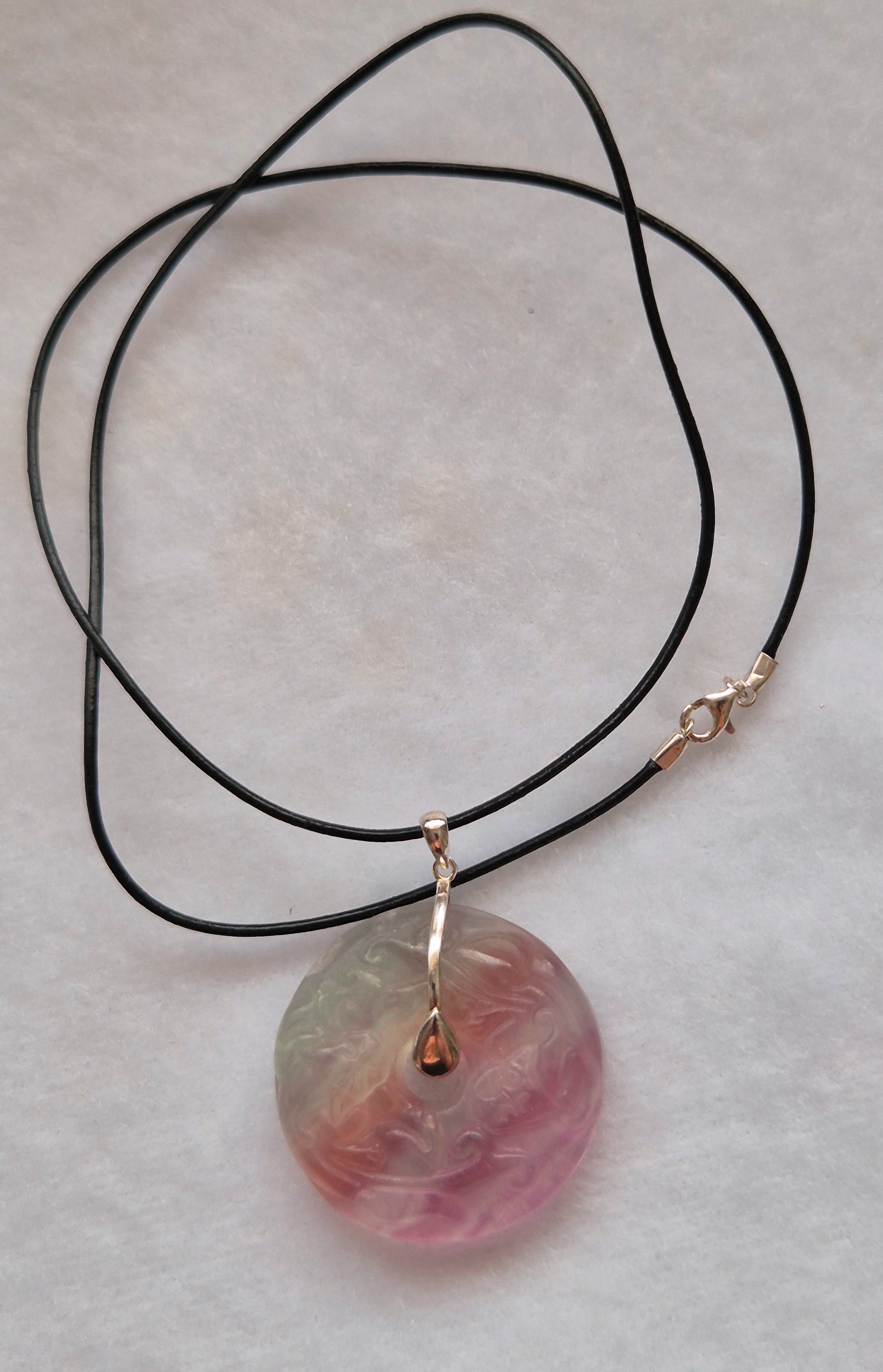 Fluorite Donut on Leather