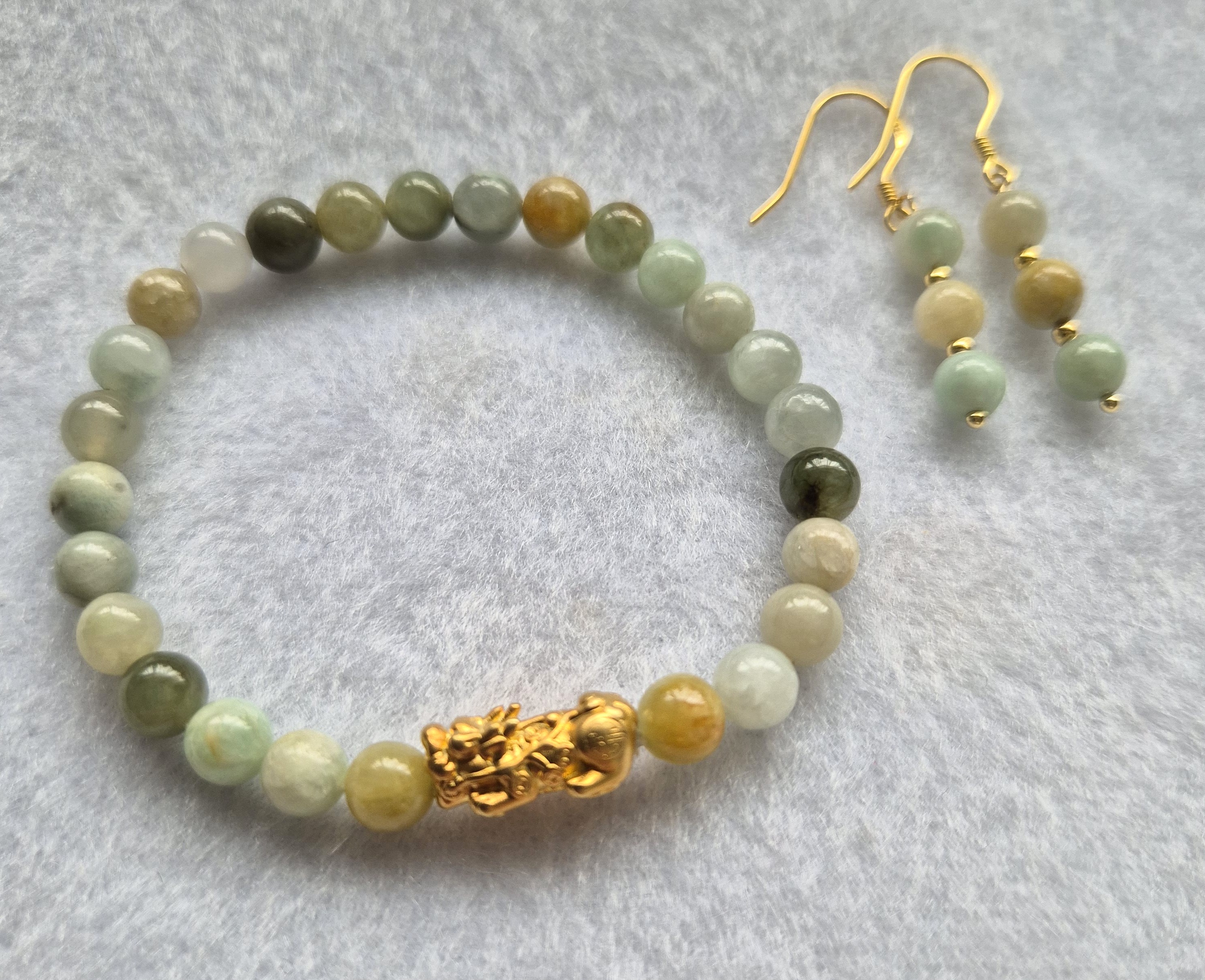 Jade Bracelet with Gold Pixiu