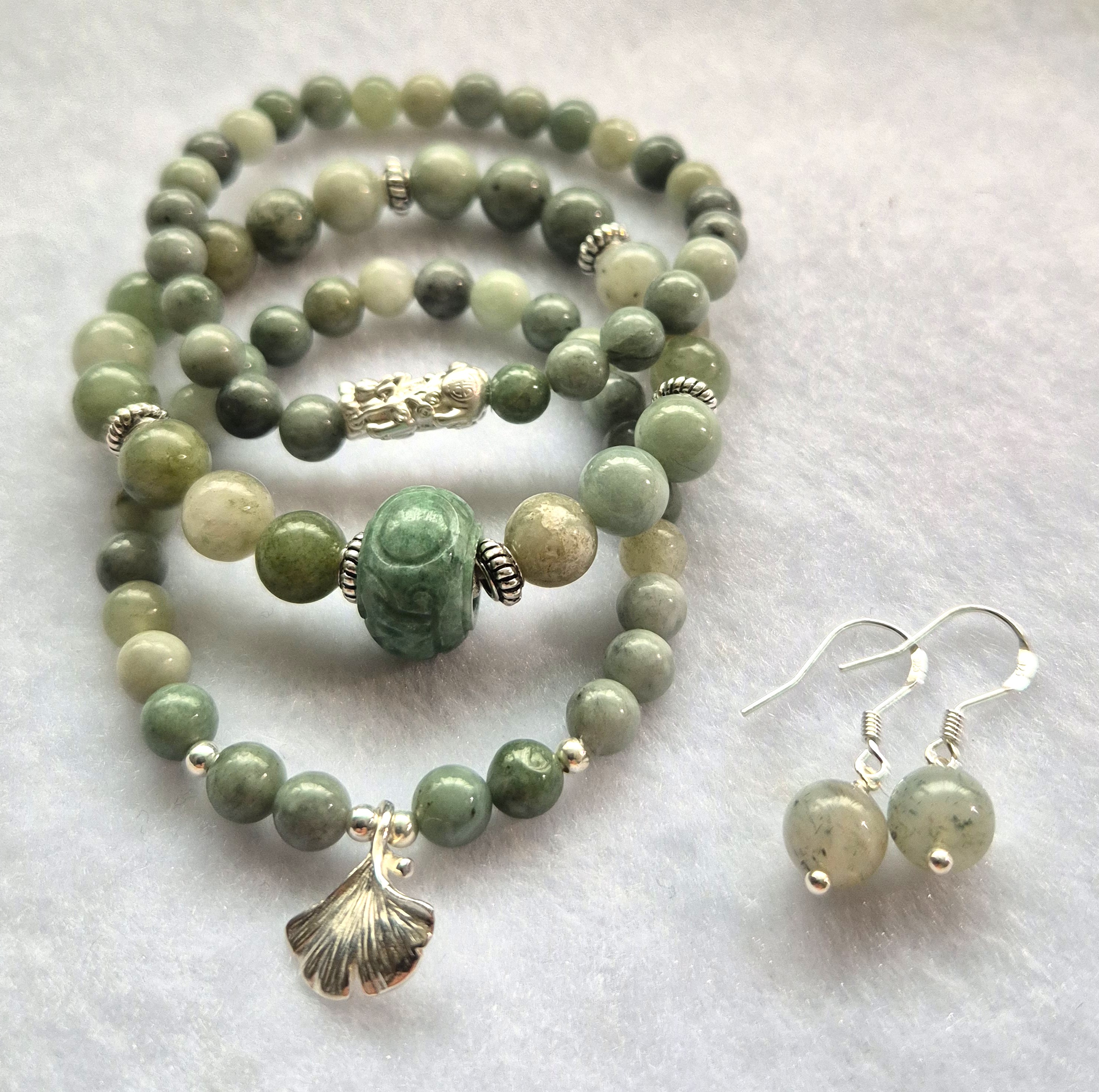 Jade Bracelet Set in Silver