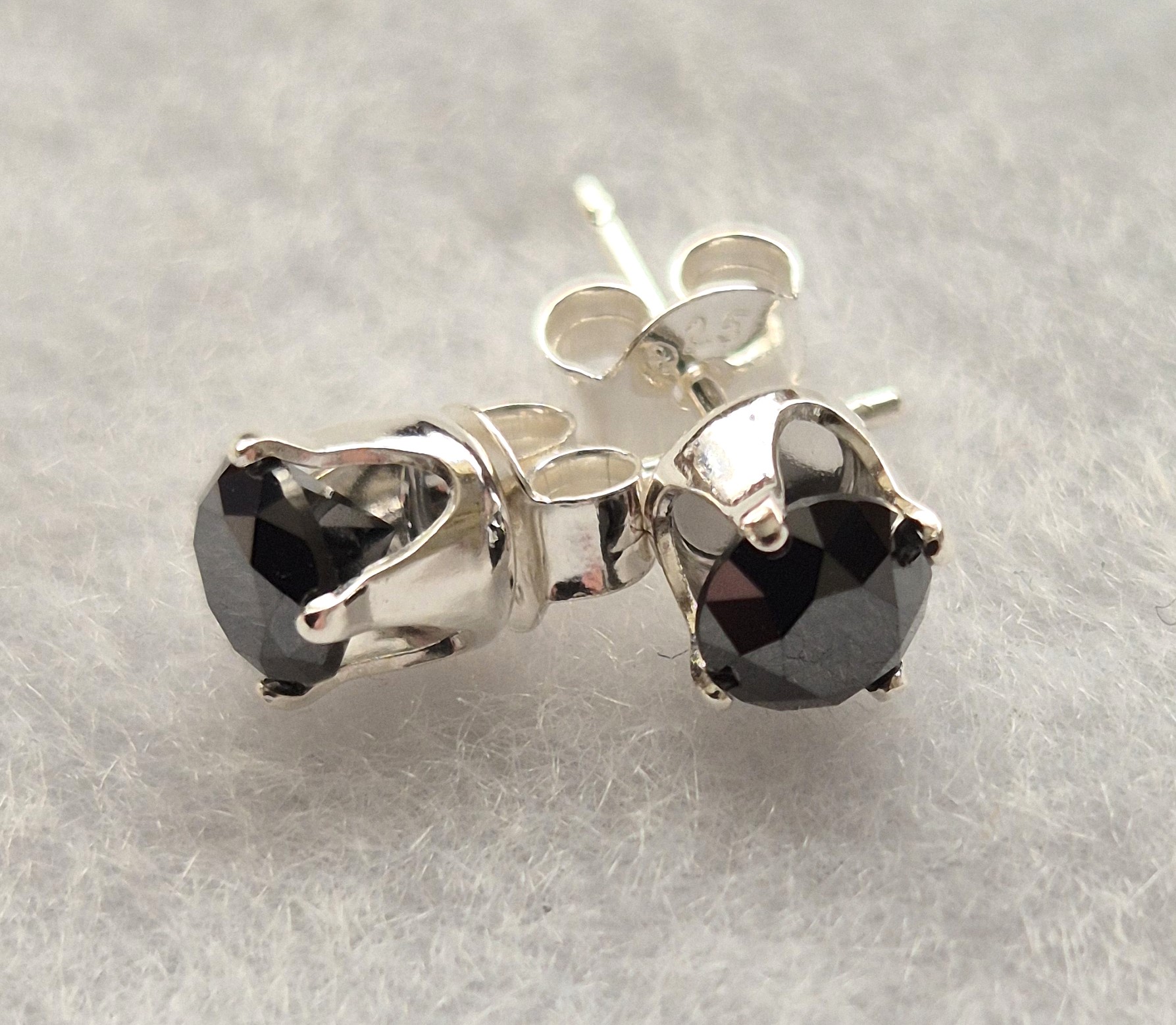 Black Diamond Studs - Silver