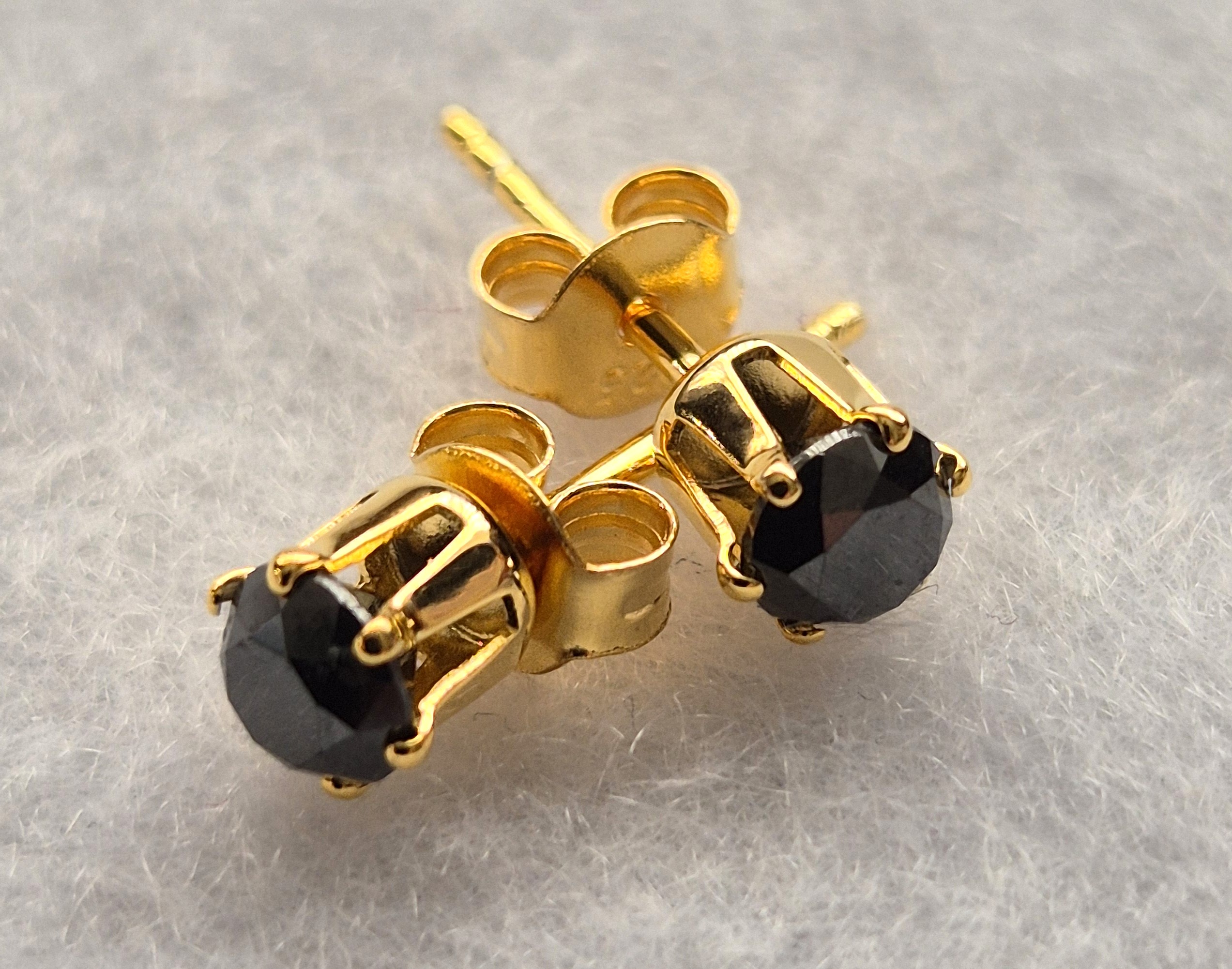 Black Diamond Studs - Gold