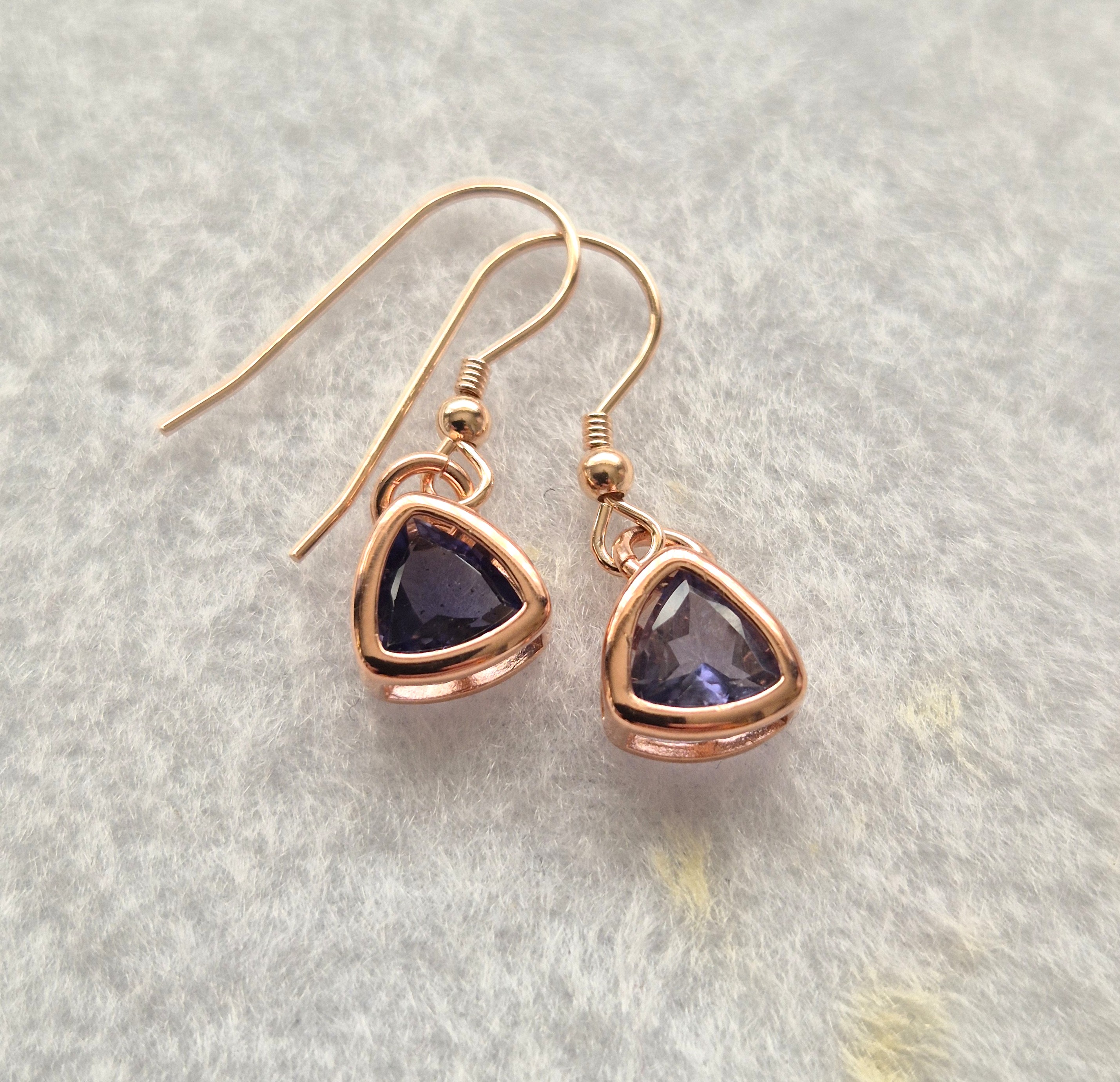 Rose Gold Plated Iolite Earrings
