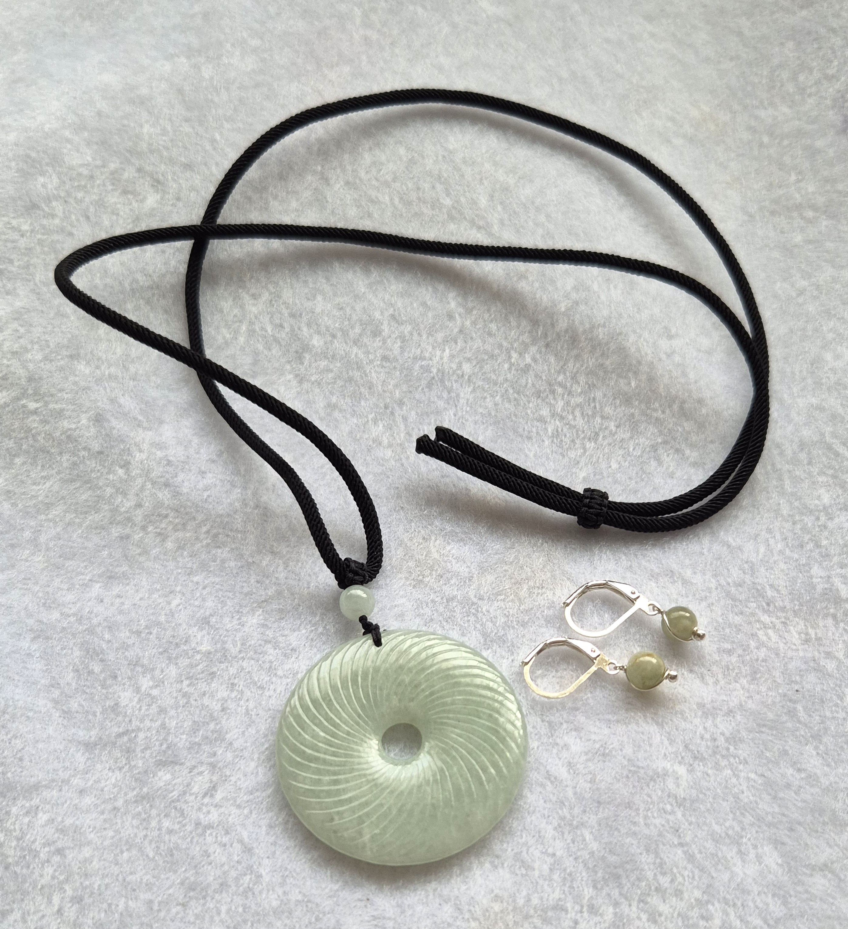 Jadeite Swirl Pendant on Cord