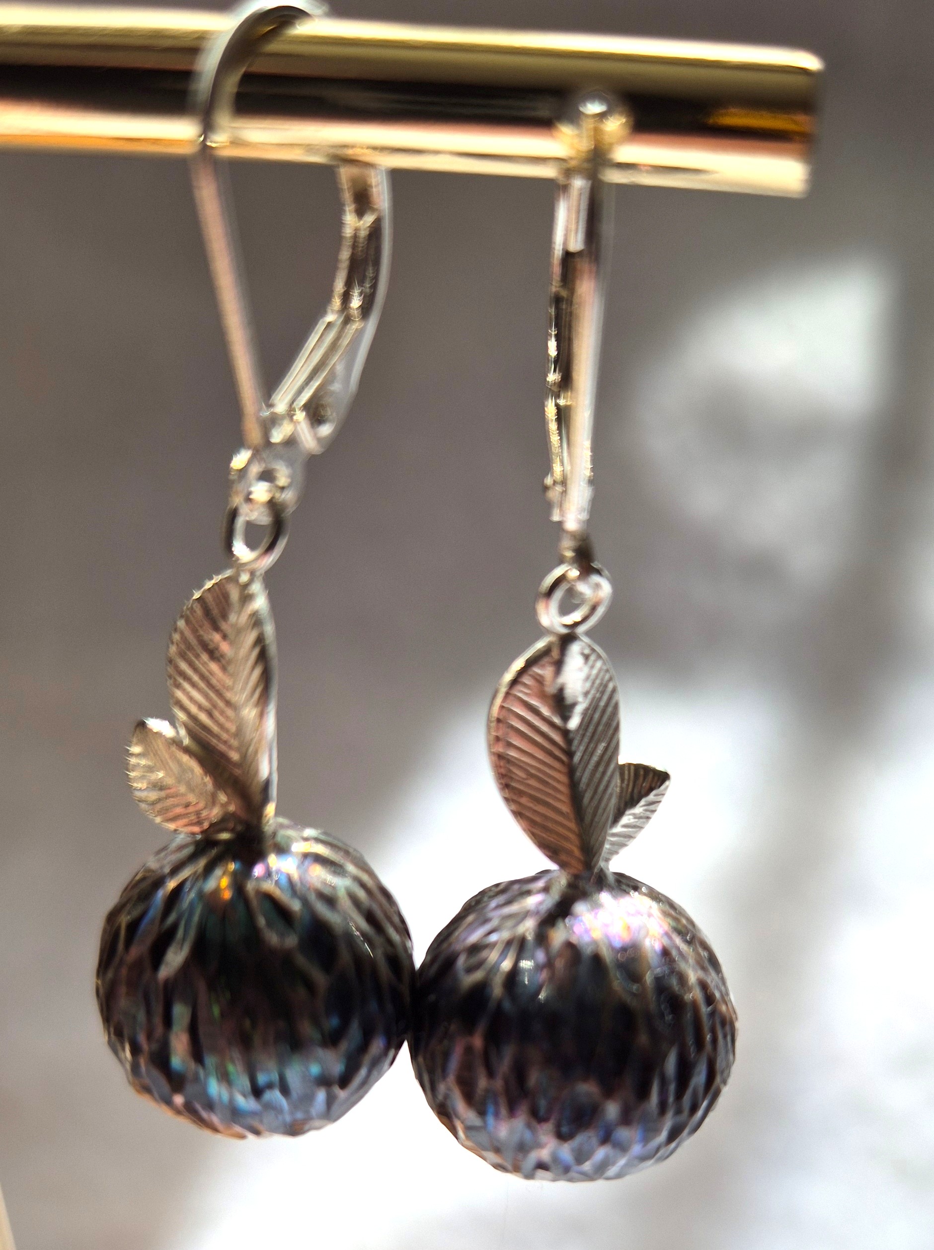 Carved Black Freshwater Pearls