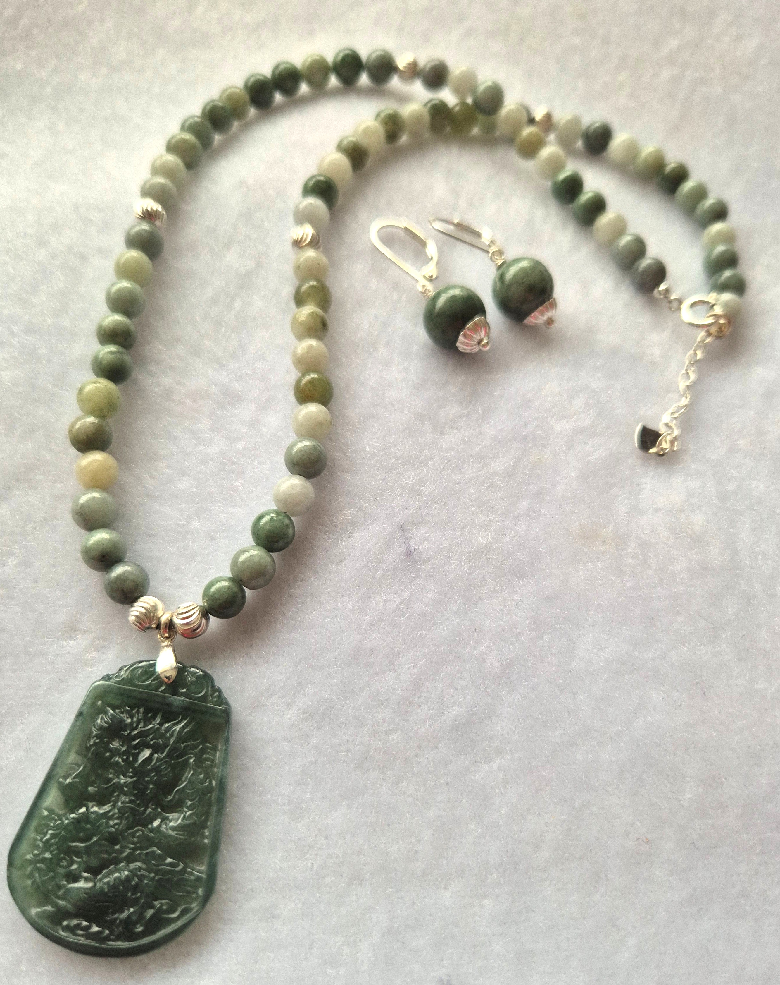 Green Jade with Dragon Pendant