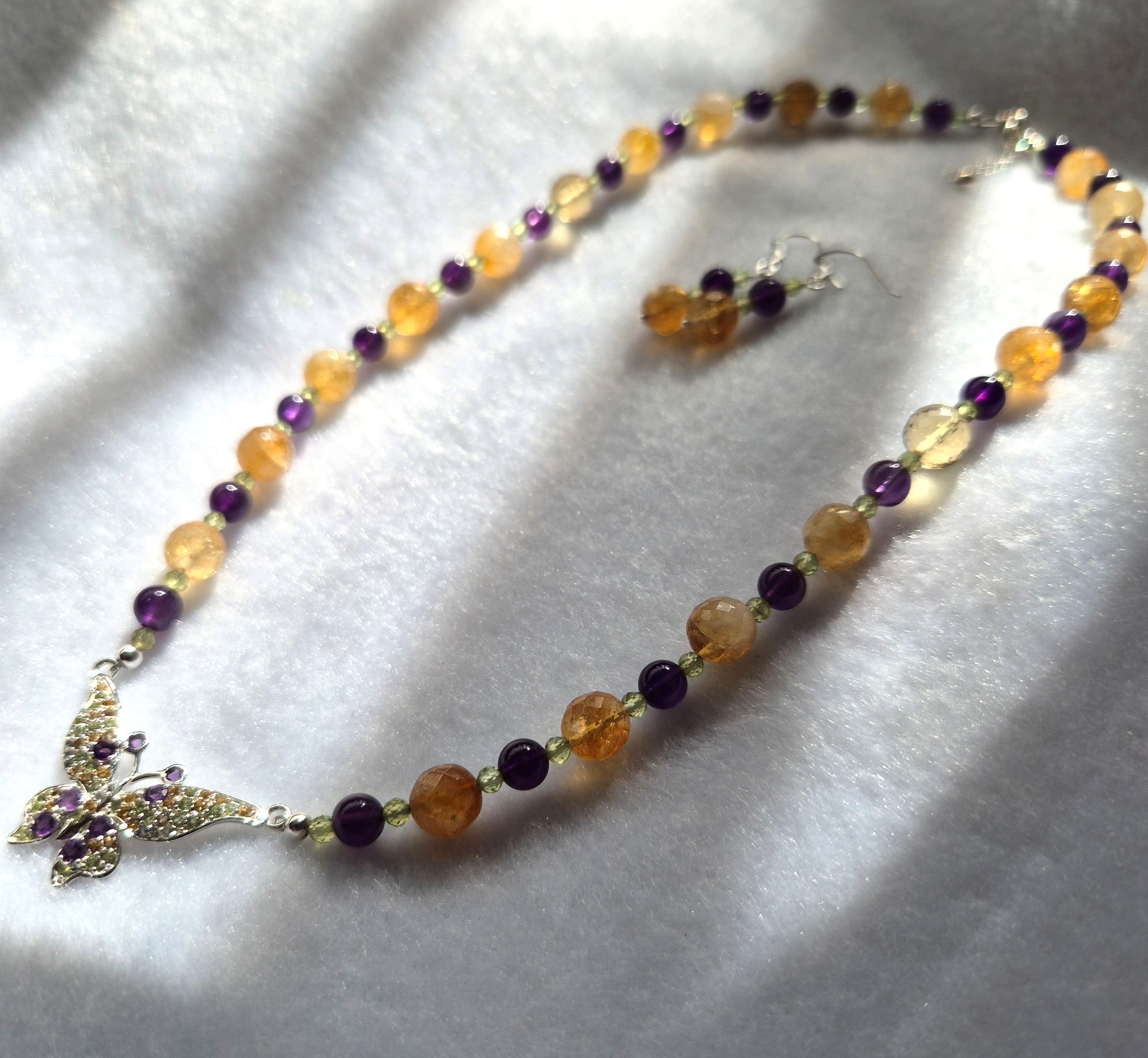 Citrine, Amethyst & Peridot with Butterfly