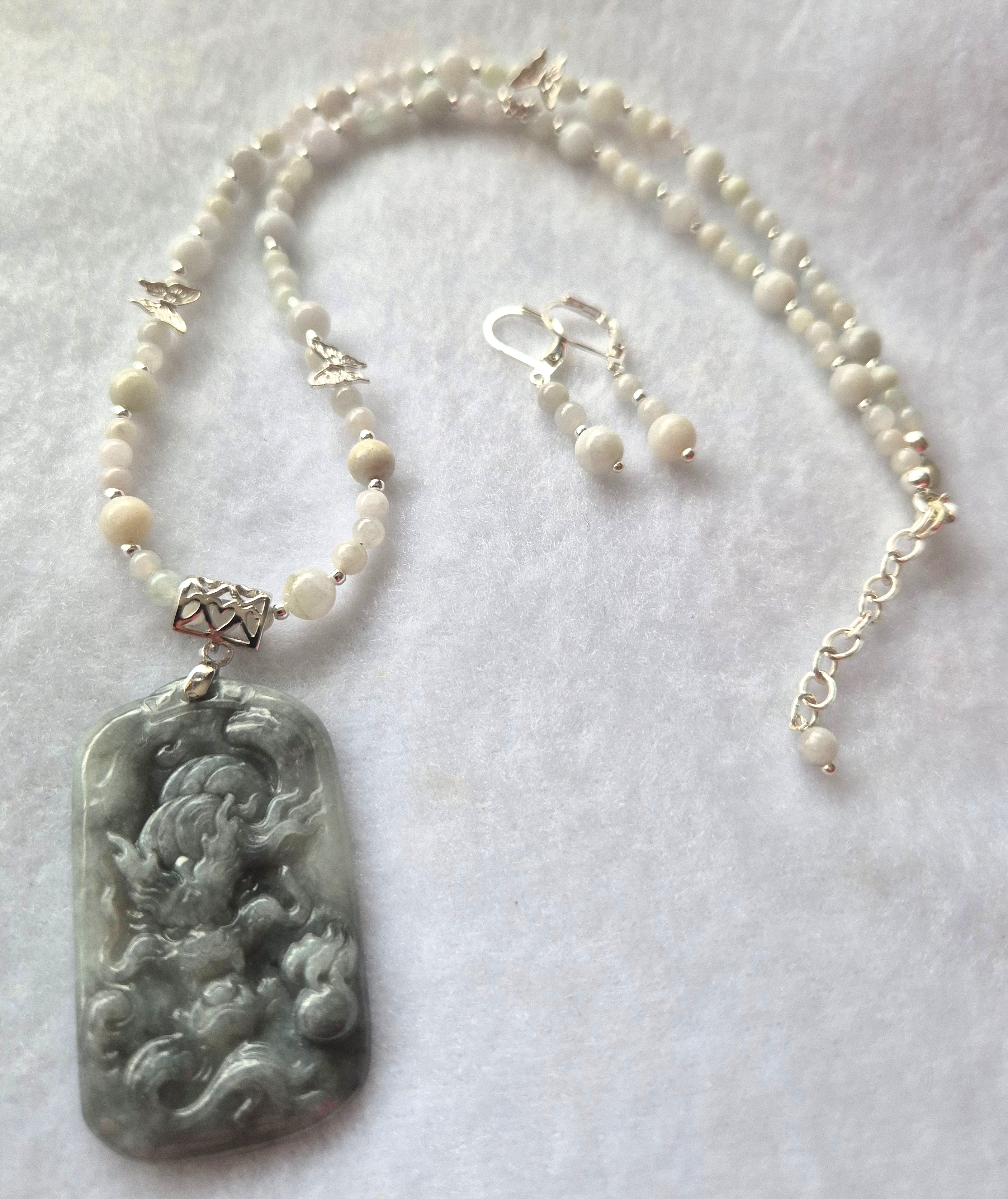 White Jade with Dragon Pendant