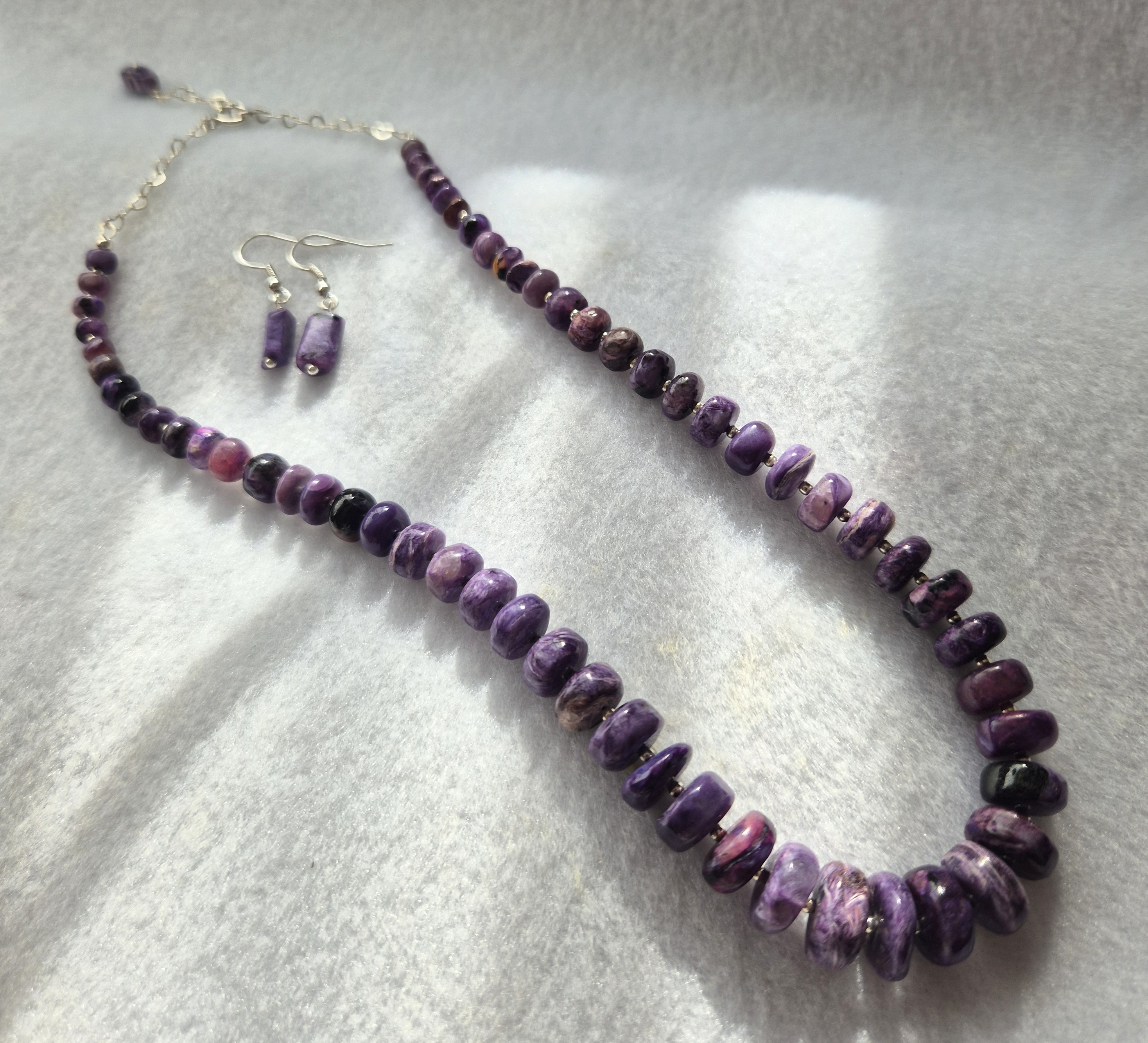 Charoite with Heart Chain