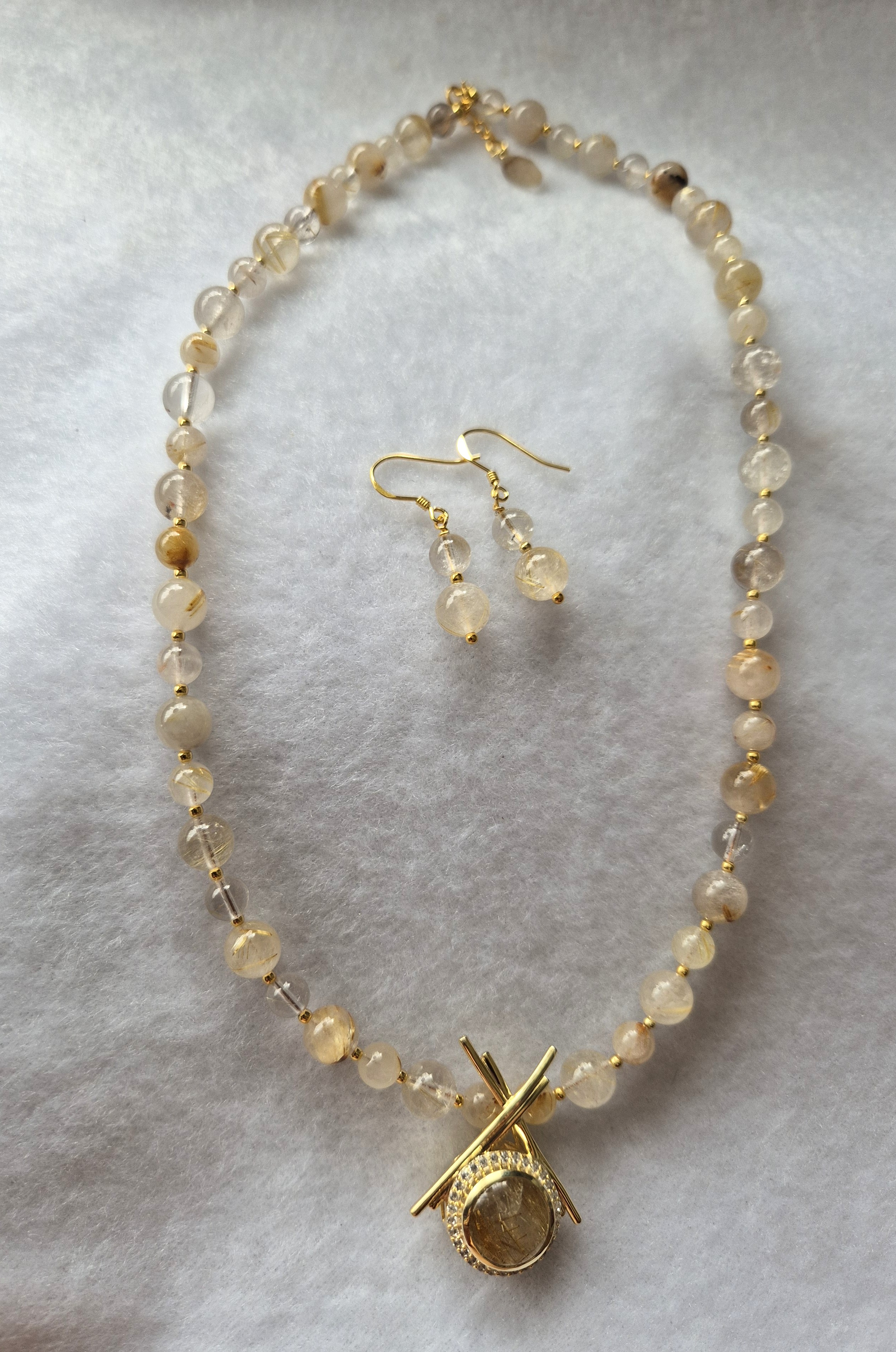 Golden Rutile Quartz with Pendant