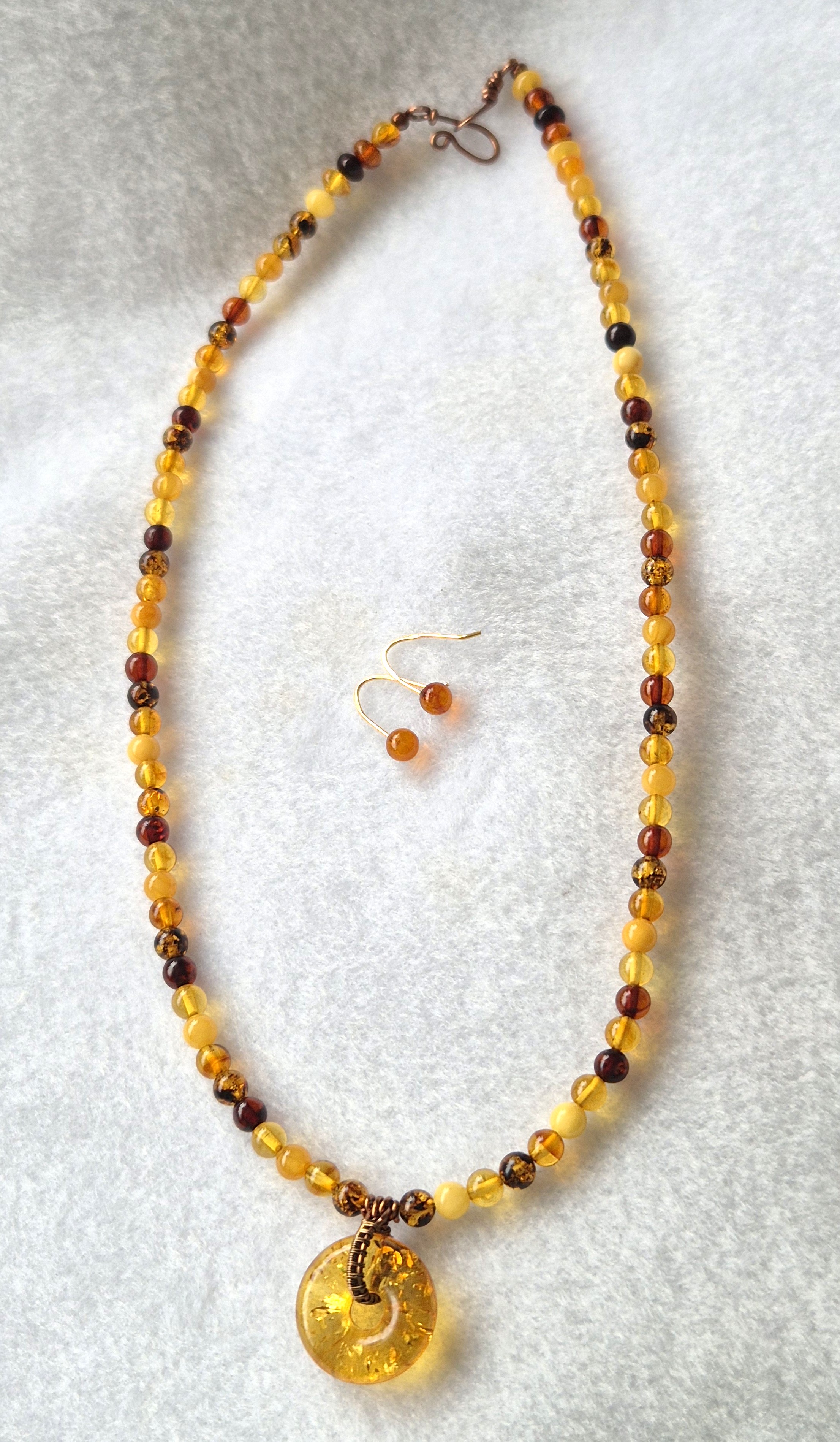 Multi-colour Amber with Donut Pendant