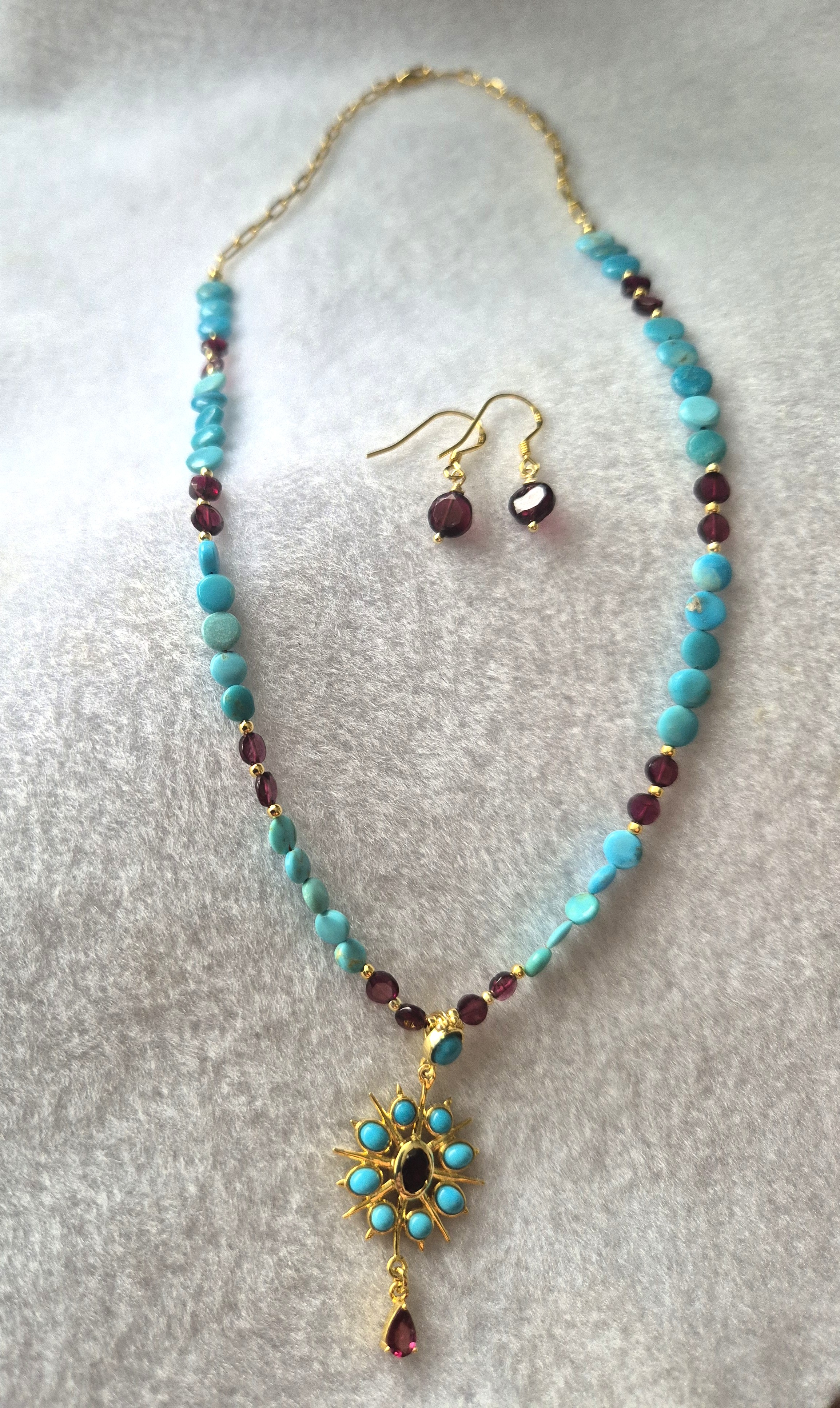 Sleeping Beauty Turquoise with Garnet