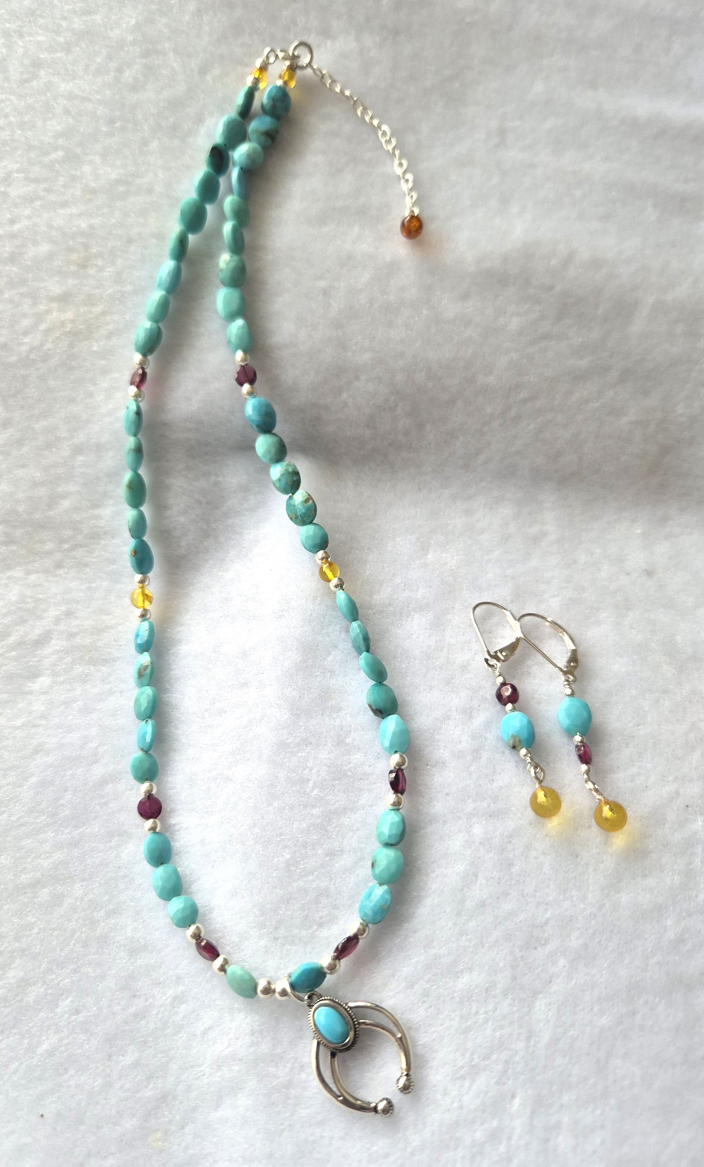Sleeping Beauty Turquoise with Garnet & Amber