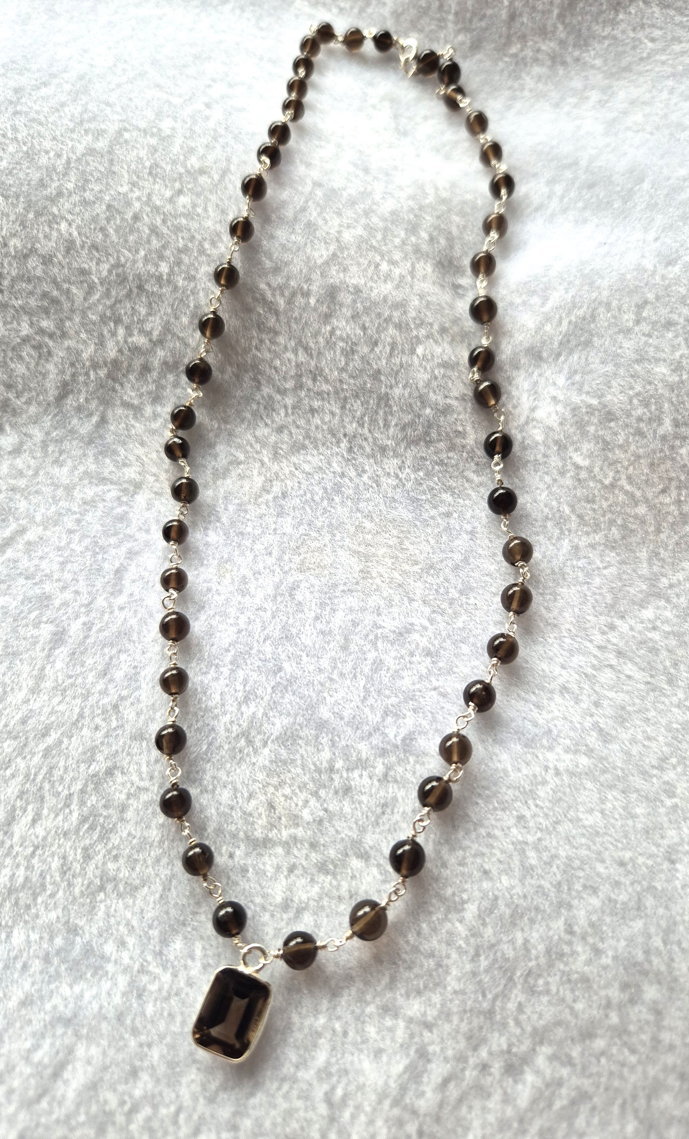 Rosary-linked Smokey Quartz with Pendant