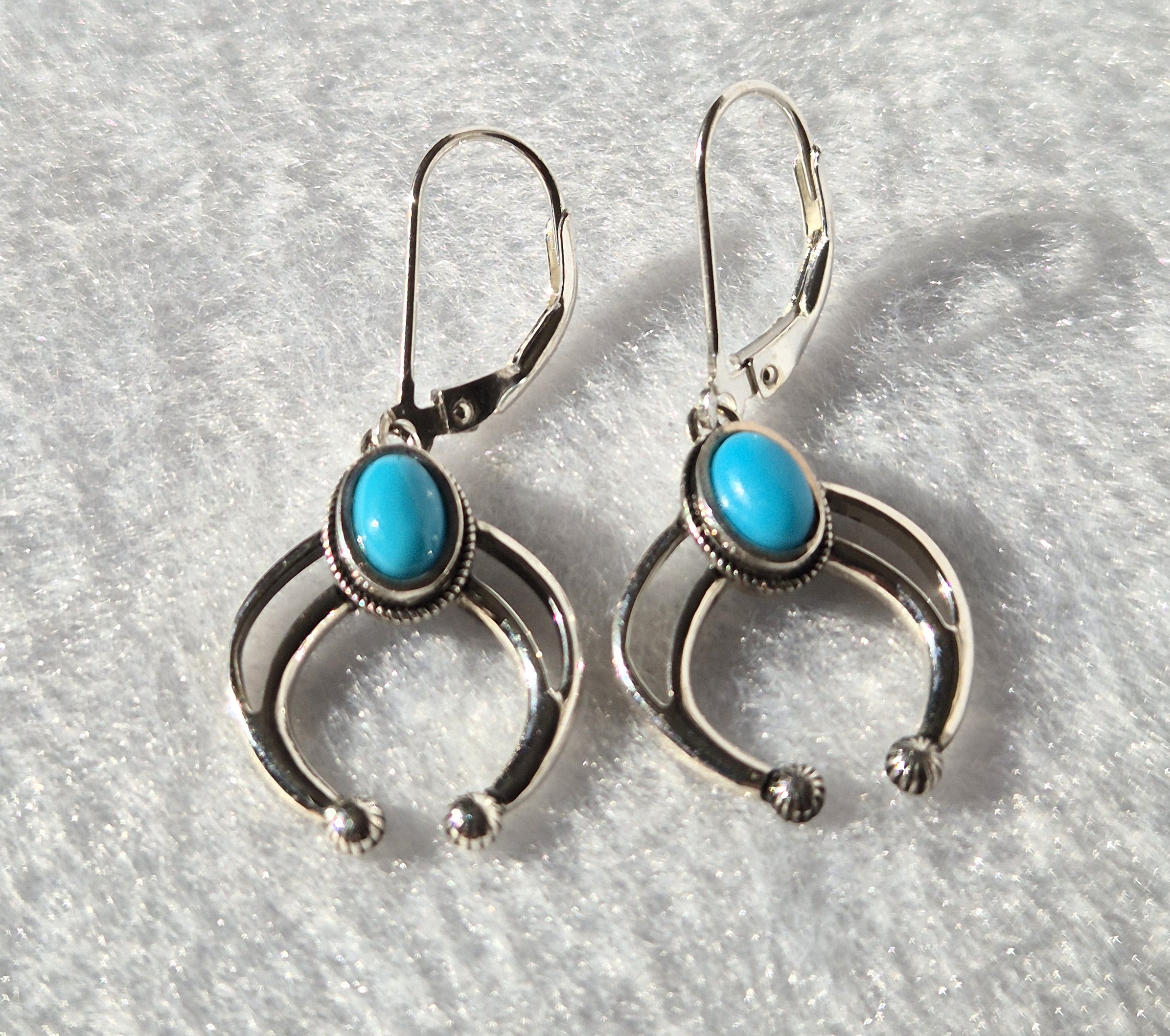 Sleeping Beauty Turquoise Squash Blossom Earrings